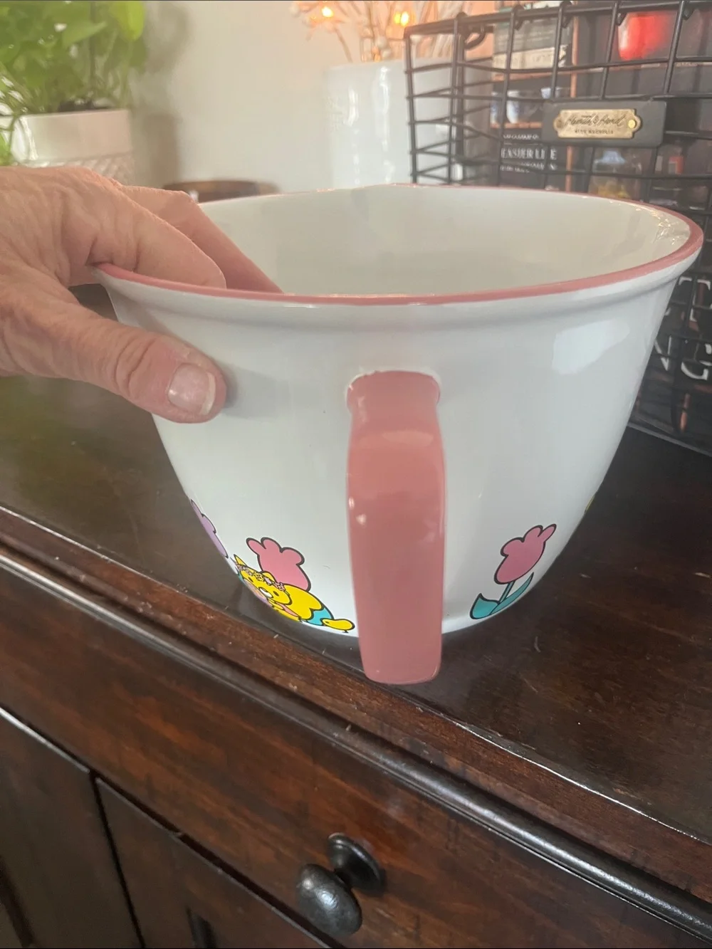 Hello Kitty White and Pink Flower Garden Ceramic Batter Bowl